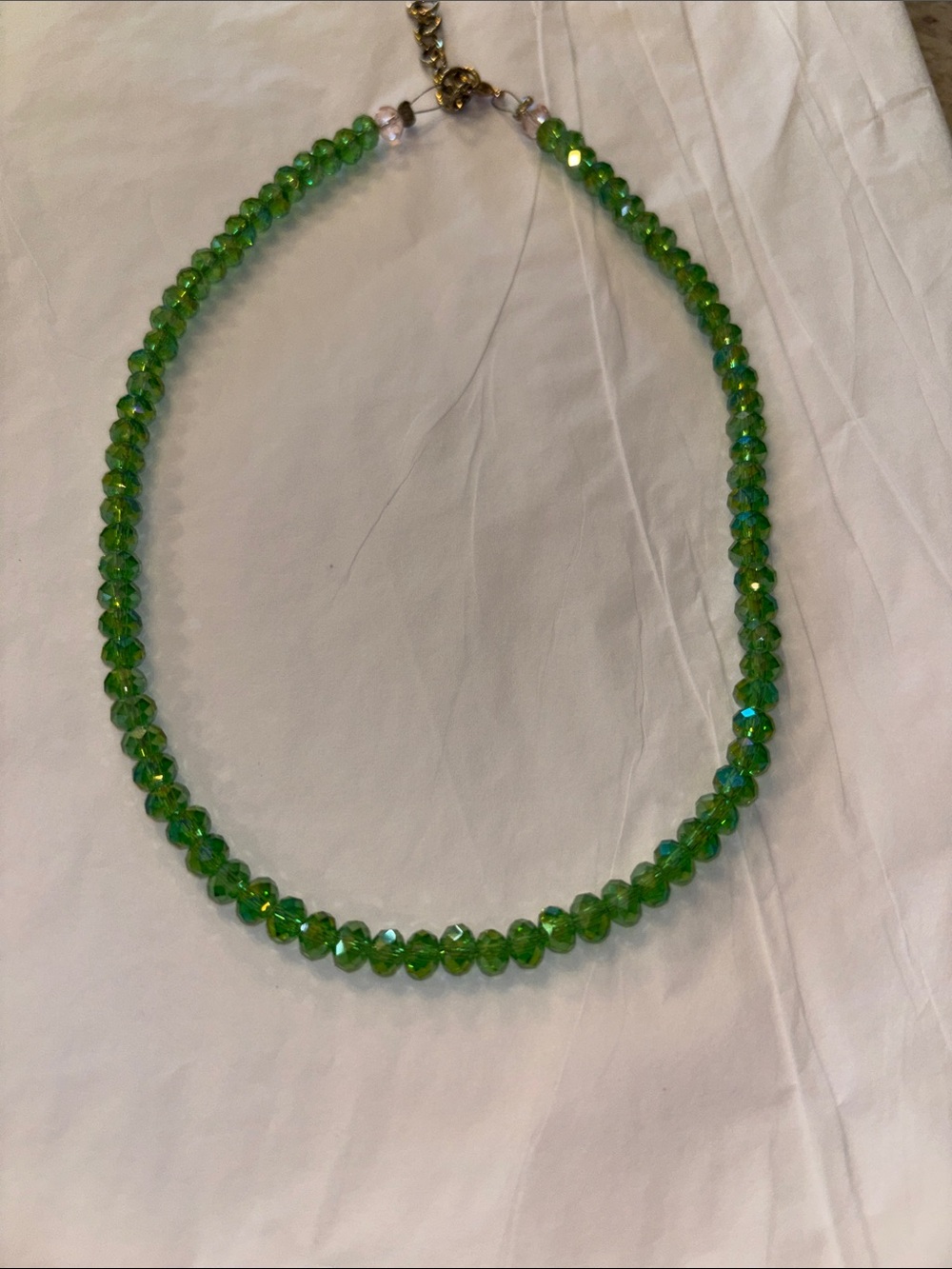 Green Crystal Beaded Necklace - Elegant Women's Jewelry